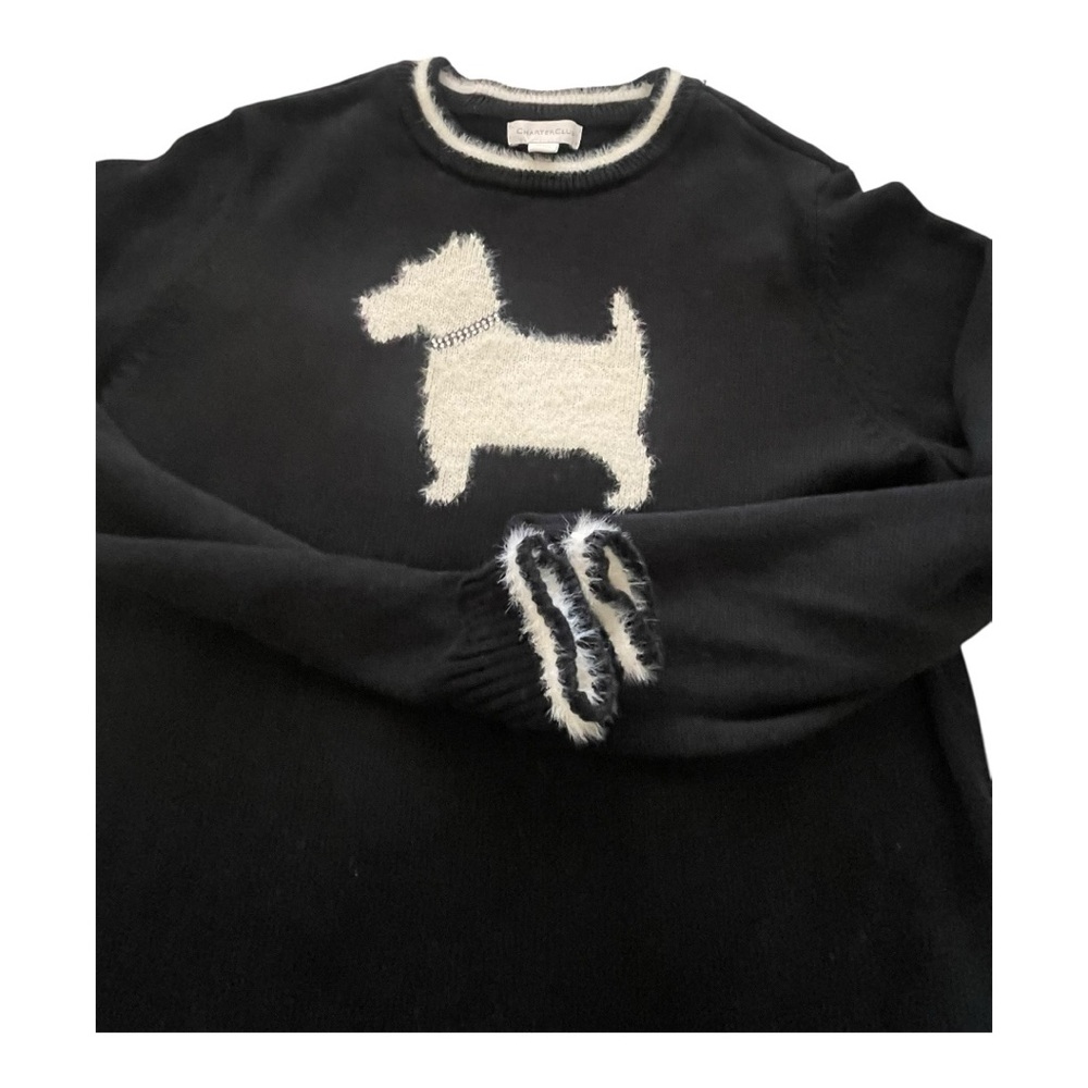 Charter Club Women's Scotty Dog Sweater Black and White size PL - Picture 5 of 8